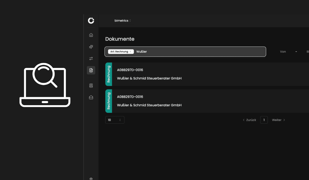 bimetrics Dokumente und Buchhaltung